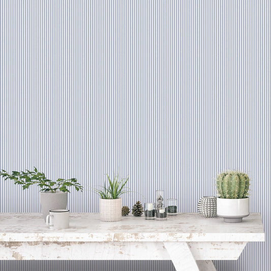 Miniatures 2 Double Stripe Wallpaper - Blue / White - Galerie - G67927Wallpaper199