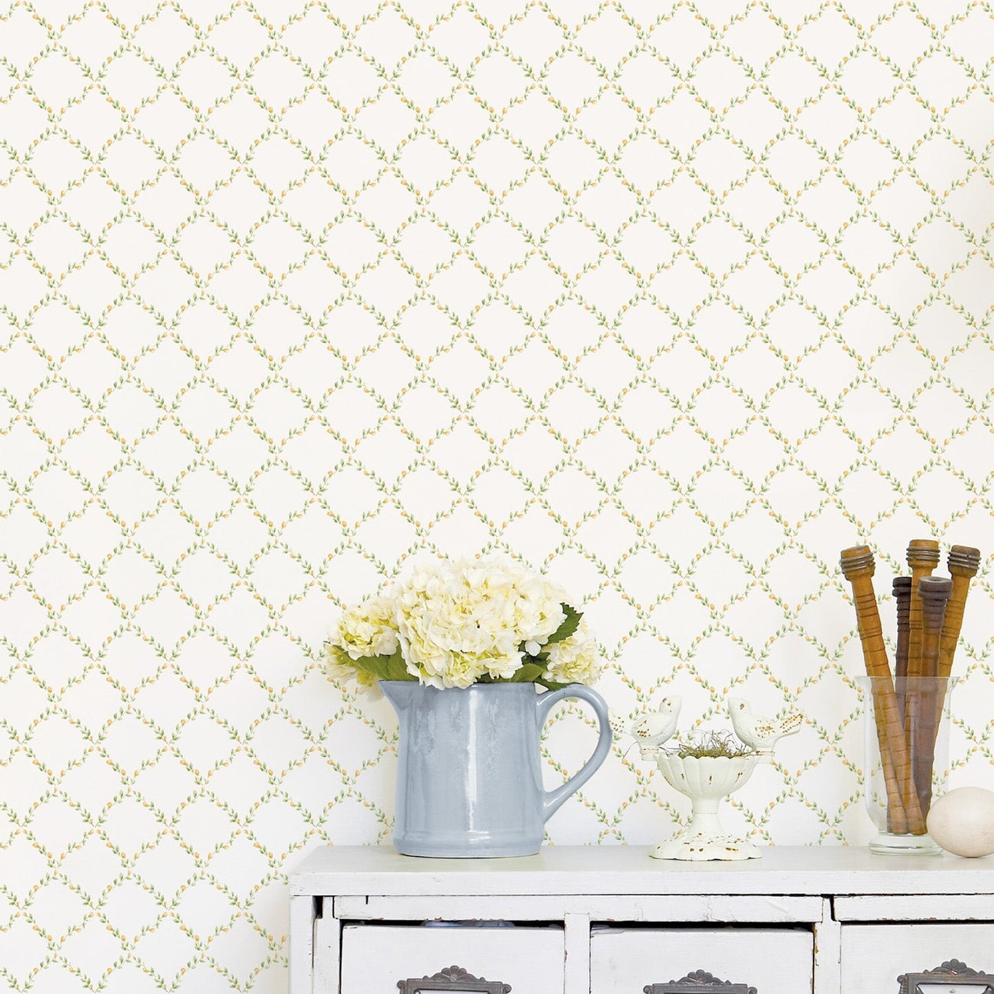 Miniatures 2 Geometric Trellis Wallpaper - Yellow / Green - Galerie - G67907Wallpaper199