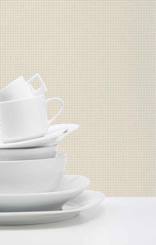 Miniatures 2 Gingham Wallpaper - Beige - Galerie - G67873Wallpaper199
