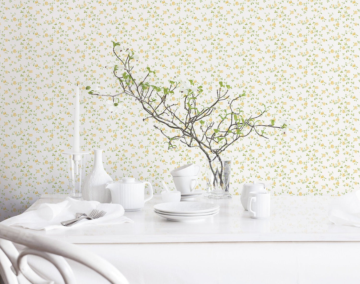 Miniatures 2 Mini Roses Wallpaper - Yellow / Green - Galerie - G67891Wallpaper199