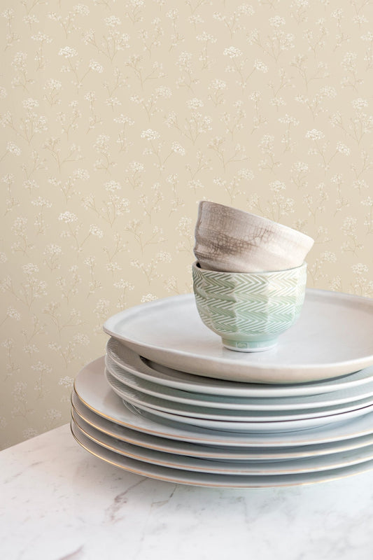 Miniatures 2 Parsley Flowers Wallpaper - Beige - Galerie - G67869Wallpaper199