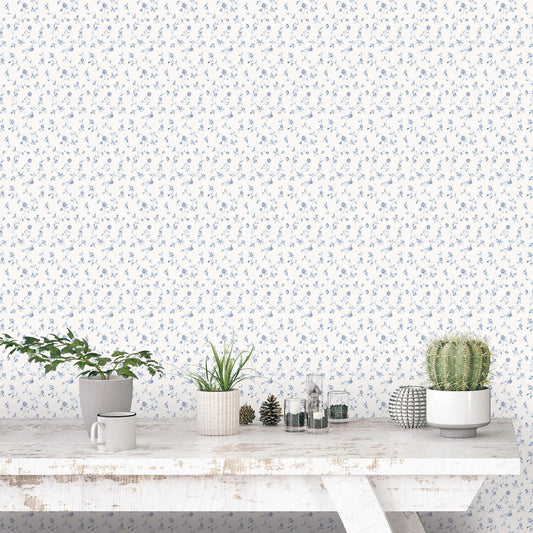 Miniatures 2 Rose Trellis Wallpaper - Blue - Galerie - G67932Wallpaper199