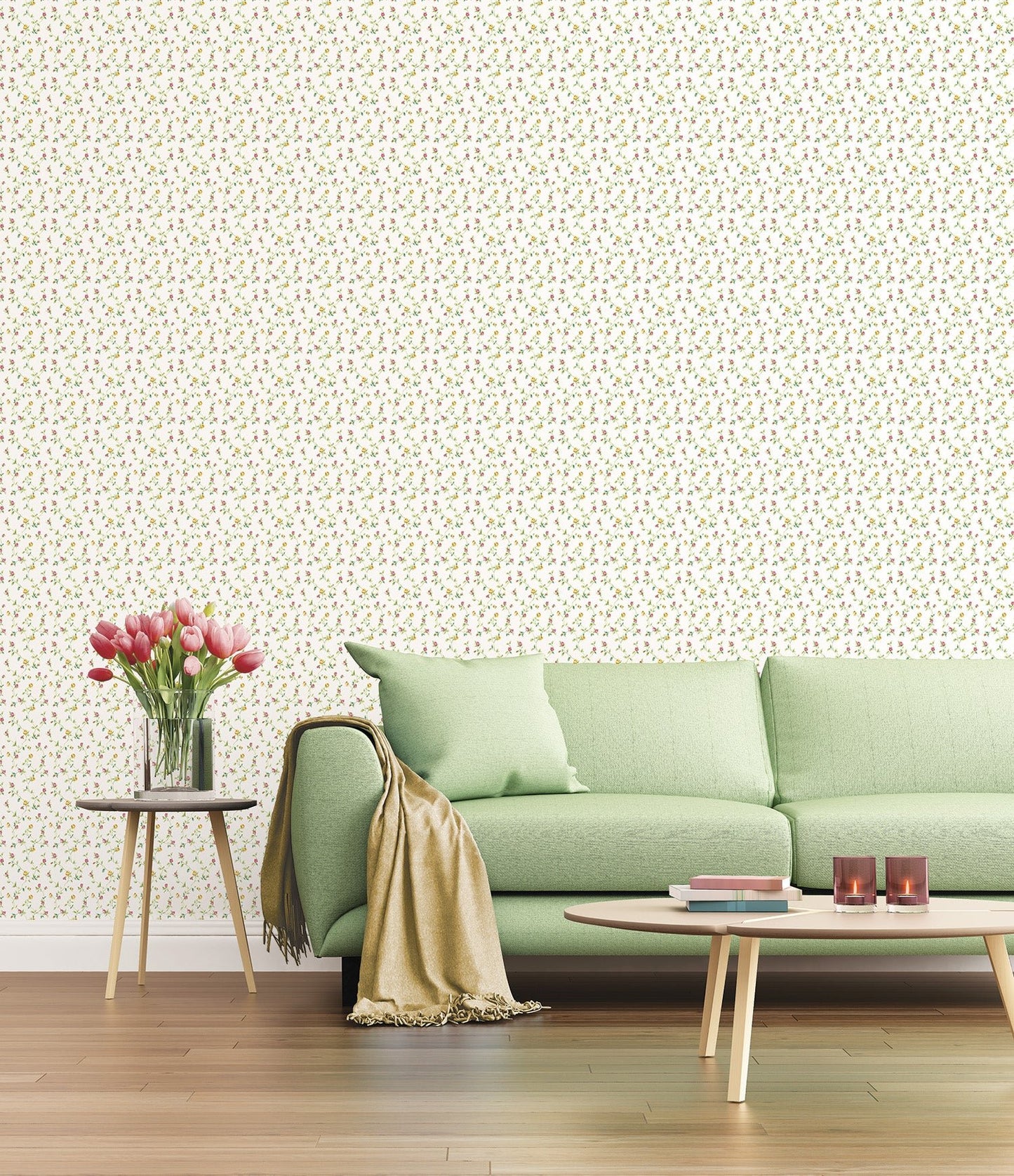 Miniatures 2 Rose Trellis Wallpaper - Pink / Yellow / Green - Galerie - G67936Wallpaper199