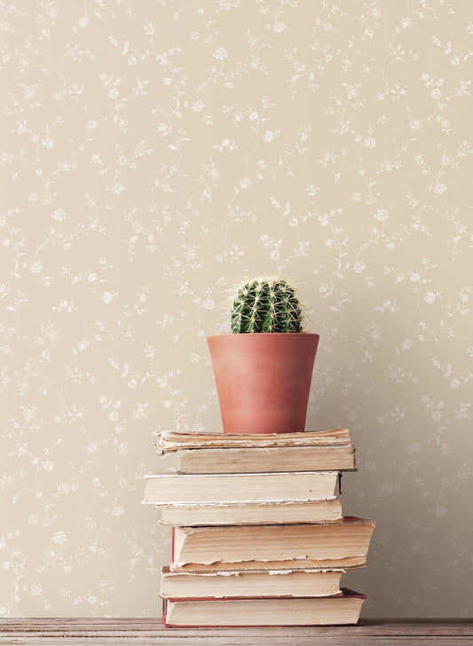 Miniatures 2 Small Flower Trellis Wallpaper - Beige - Galerie - G67860Wallpaper199