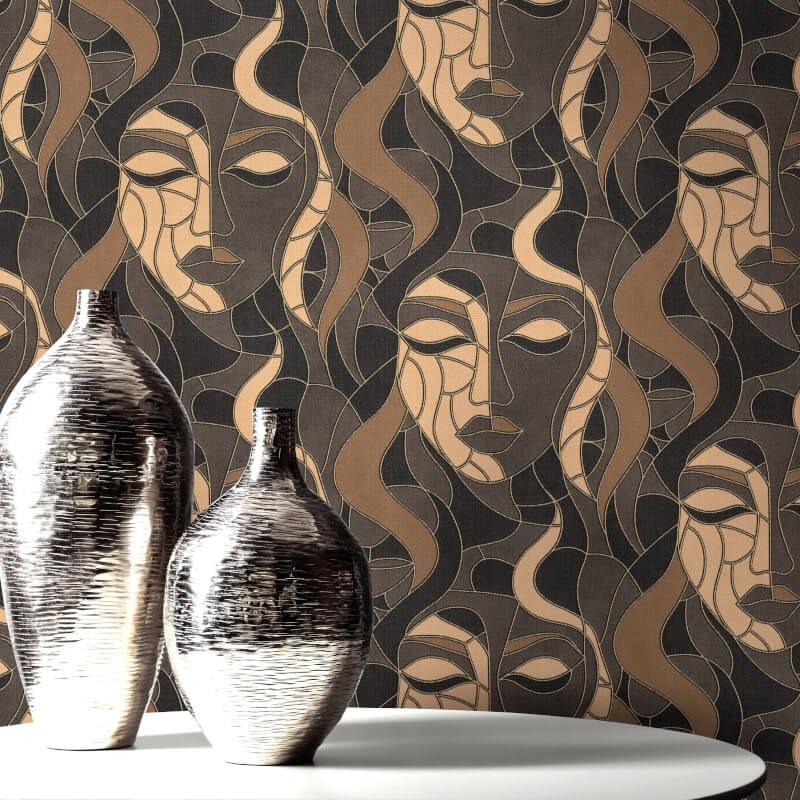 Moretta Mosaic Faces Metallic Wallpaper - Taupe - Elle Decoration - 10458 - 37Wallpaper199
