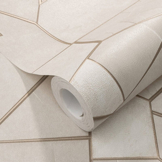 Mosaique Metallic Wallpaper - Slate Beige - Elle Decoration - 10445 - 02Wallpaper199