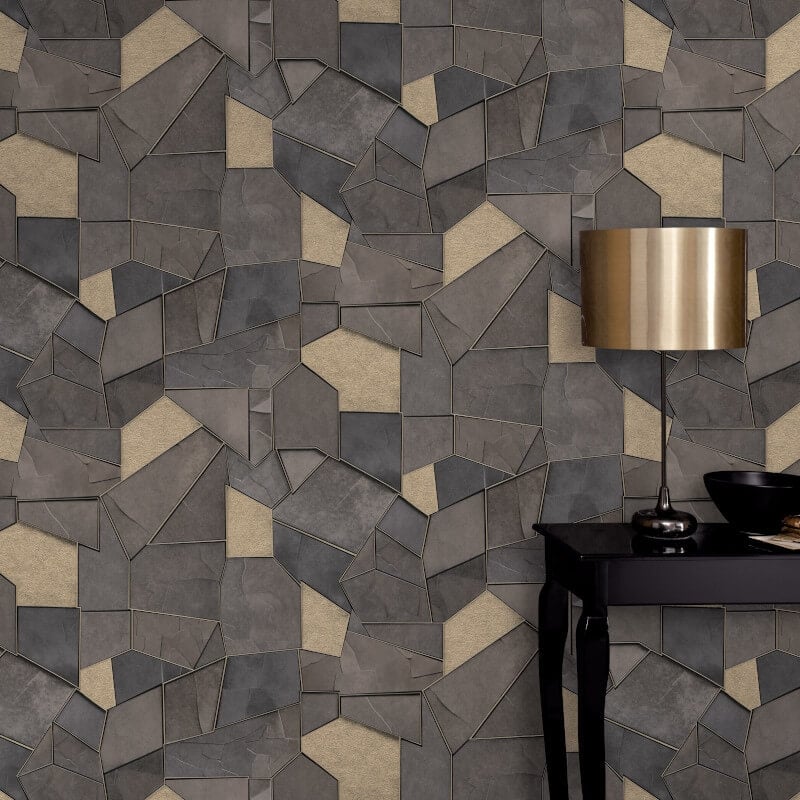 Mosaique Metallic Wallpaper - Slate Brown - Elle Decoration - 10445 - 37Wallpaper199