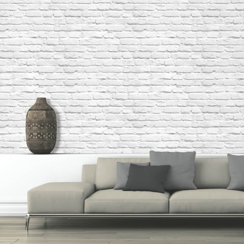 Muriva Painted Brick Wallpaper - White - Muriva - 102539Wallpaper199