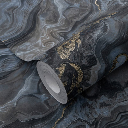 Mystic Marble Metallic Wallpaper - Blue/Gold - Elle Decoration - 10447 - 08Wallpaper199