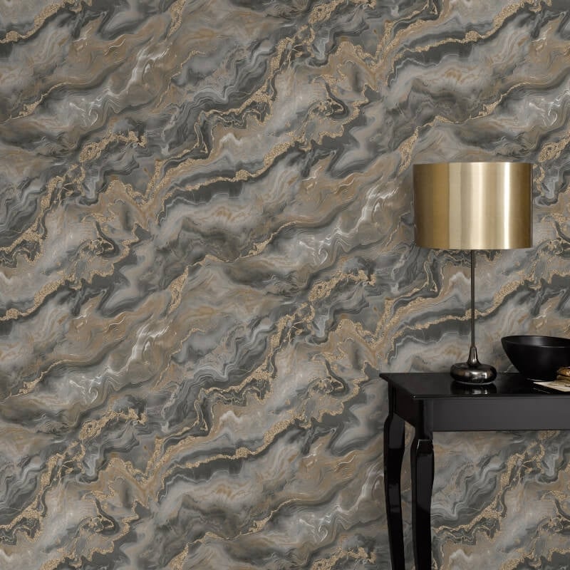 Mystic Marble Metallic Wallpaper - Taupe/Gold - Elle Decoration - 10447 - 37Wallpaper199