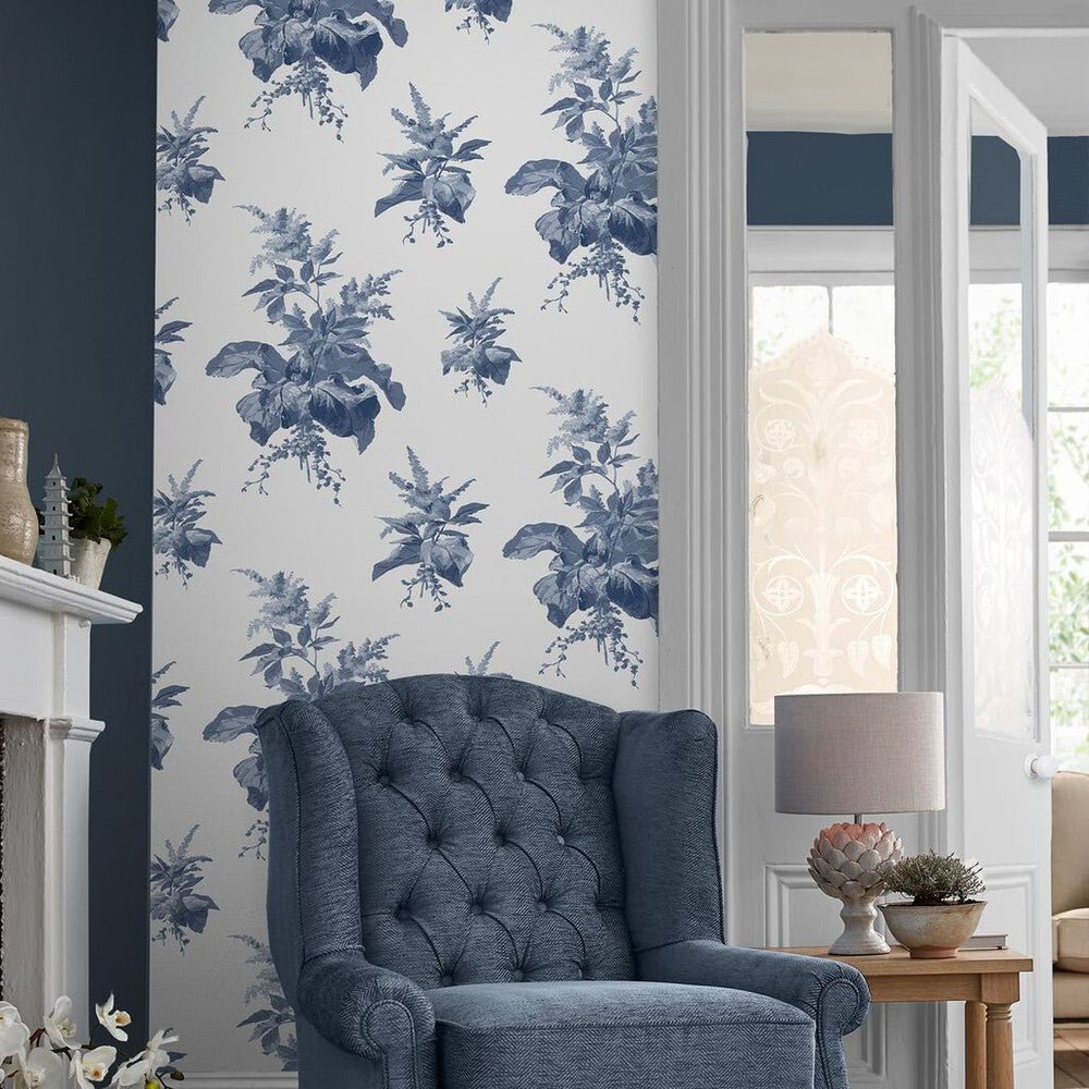 Narberth Wallpaper - Midnight Seaspray Blue - Laura Ashley - 119851Wallpaper199