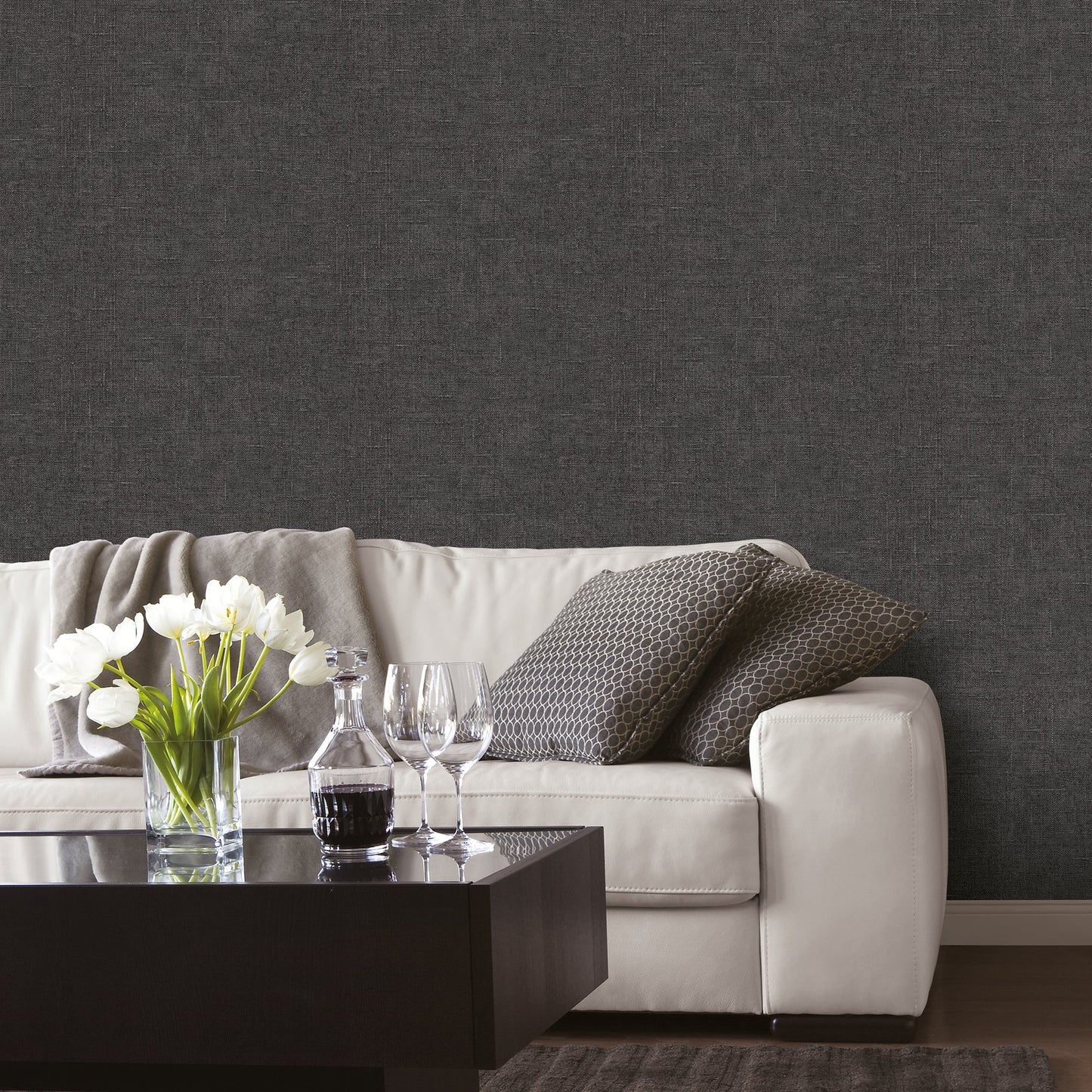 Natural FX 2 Hessian Wallpaper - Black - Galerie - G67443Wallpaper199