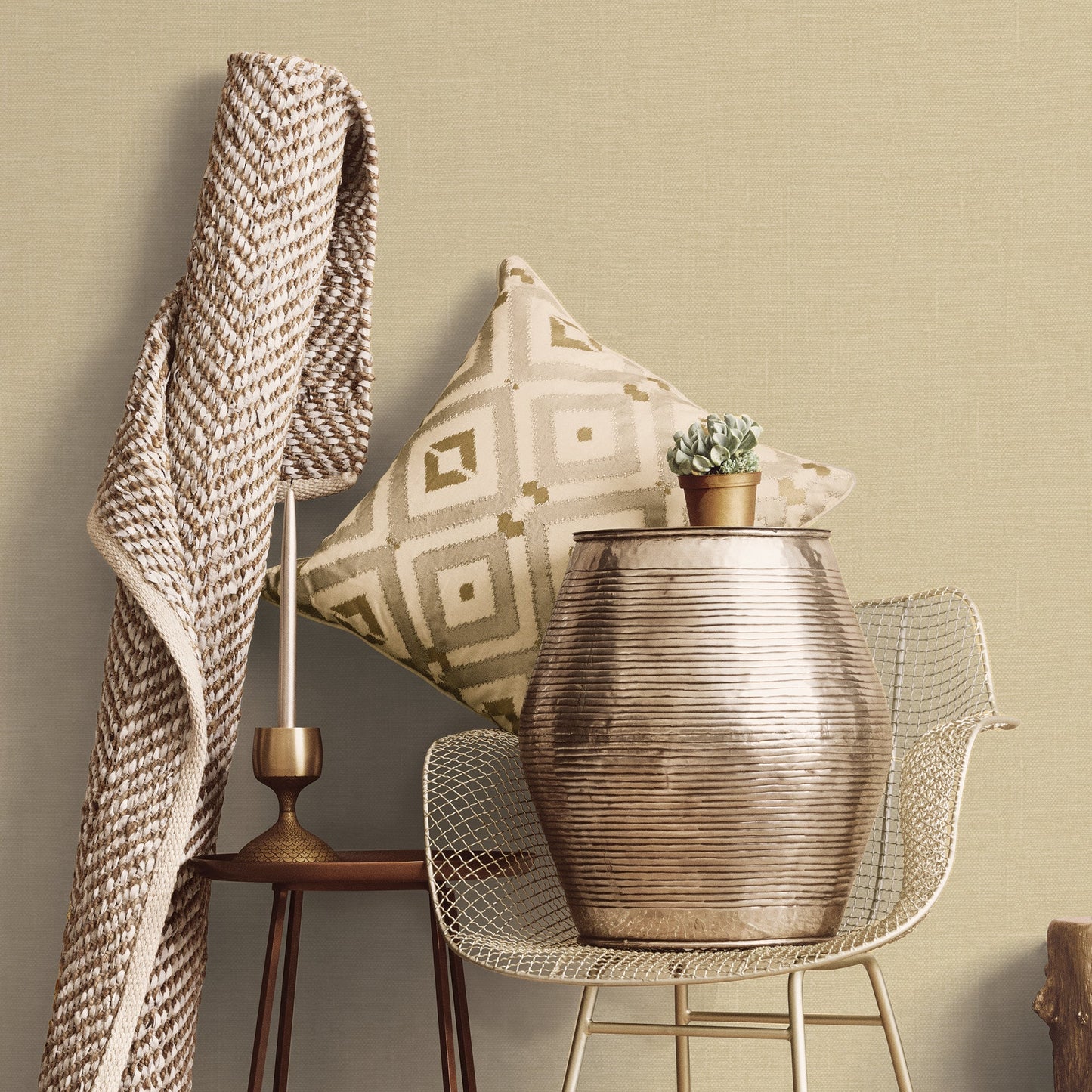 Natural FX 2 Hessian Wallpaper - Cream - Galerie - G67445Wallpaper199