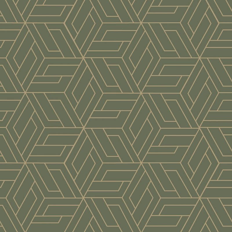 Omaru Cobra Geometric Metallic Wallpaper - Green/Gold - Grandeco - A67303Wallpaper199