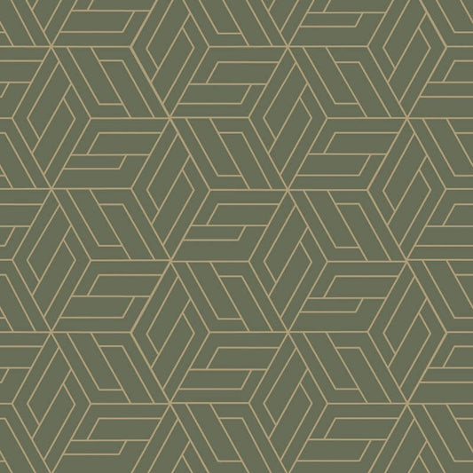 Omaru Cobra Geometric Metallic Wallpaper - Green/Gold - Grandeco - A67303Wallpaper199