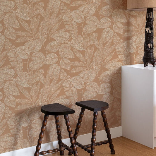 Omaru Lorena Leaves Wallpaper - Ochre - Grandeco - A69502Wallpaper199