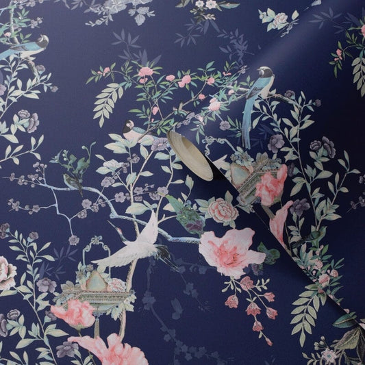 Ophelia Floral Wallpaper - Navy Blue - Lipsy London - 144080Wallpaper199