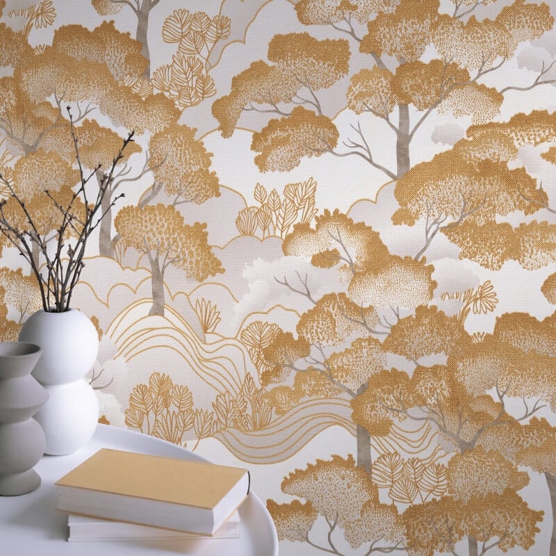 Oriental Trees Metallic Wallpaper - Gold/Grey - Elle Decoration - 10448 - 30Wallpaper199