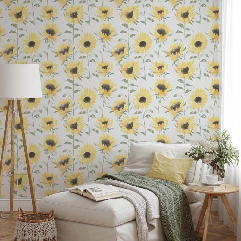 Painted Sunflowers Wallpaper - Yellow - Catherine Lansfield - 206521Wallpaper199