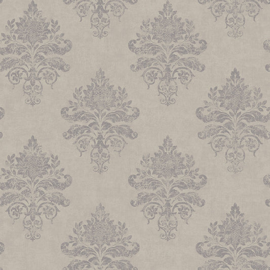 Palazzo Medallion Damask Wallpaper - Silver Grey - Galerie - G68669Wallpaper199