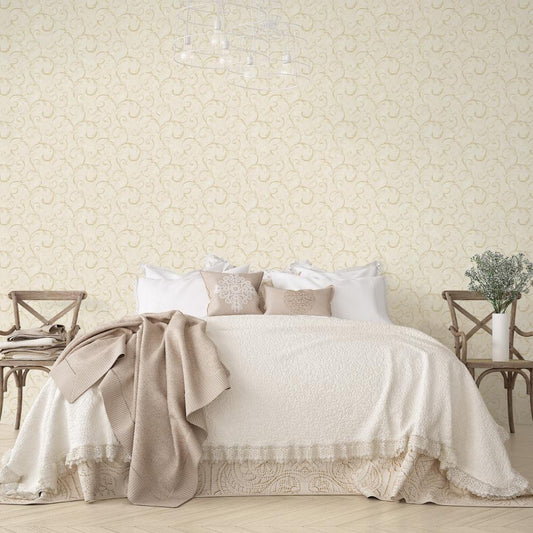 Palazzo Scroll Wallpaper - Cream / Beige / Gold - Galerie - G68673Wallpaper199