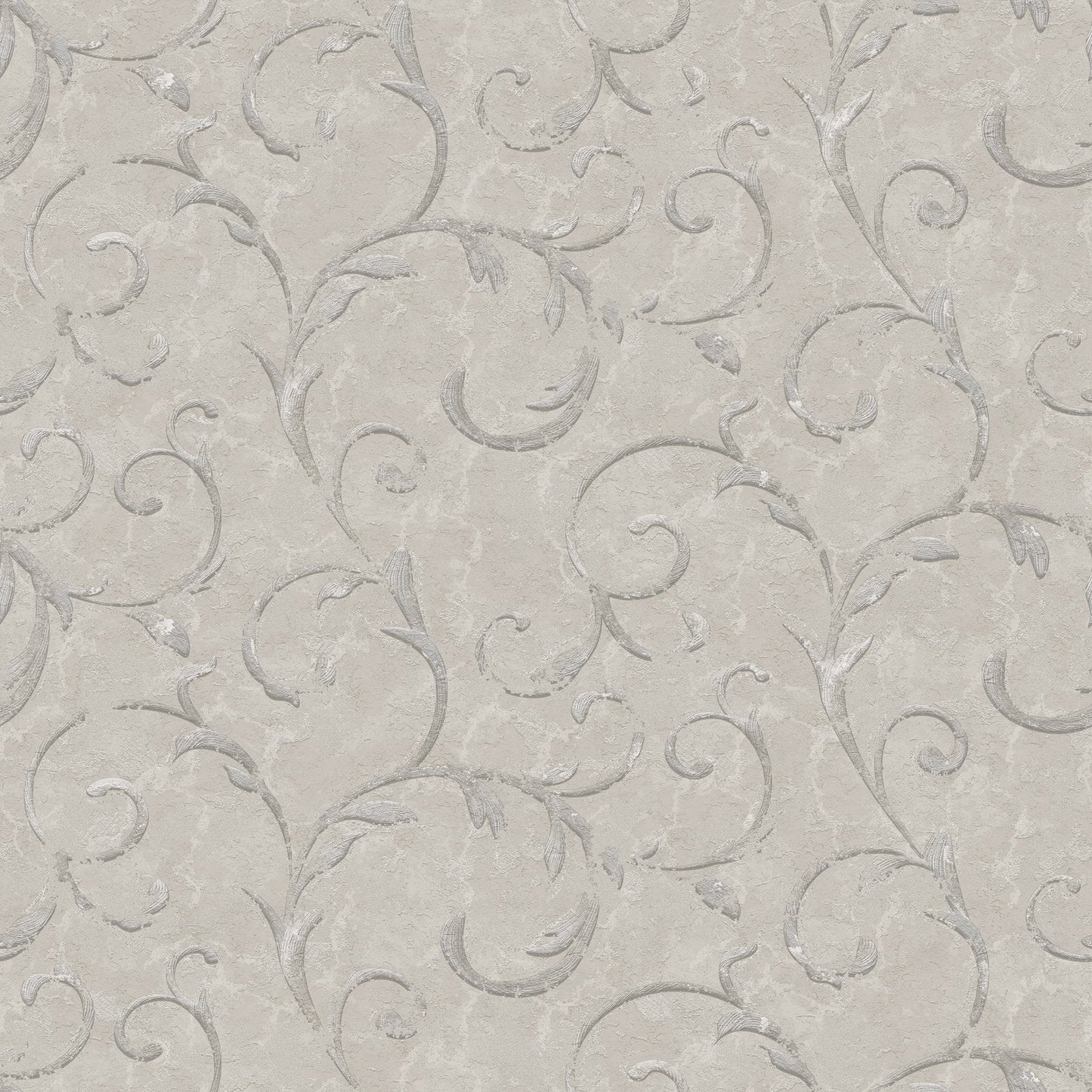 Palazzo Scroll Wallpaper - White / Silver Grey - Galerie - G68675Wallpaper199