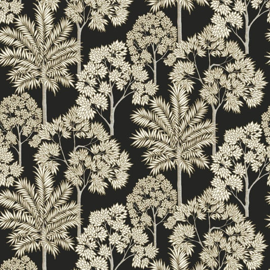 Palm Forest Tropical Metallic Wallpaper - Black/Gold - Grandeco - A71302Wallpaper199