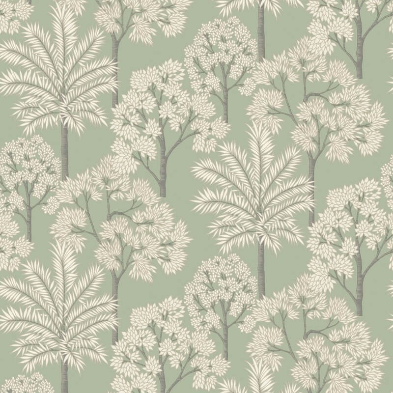 Palm Forest Tropical Metallic Wallpaper - Green - Grandeco - A71308Wallpaper199