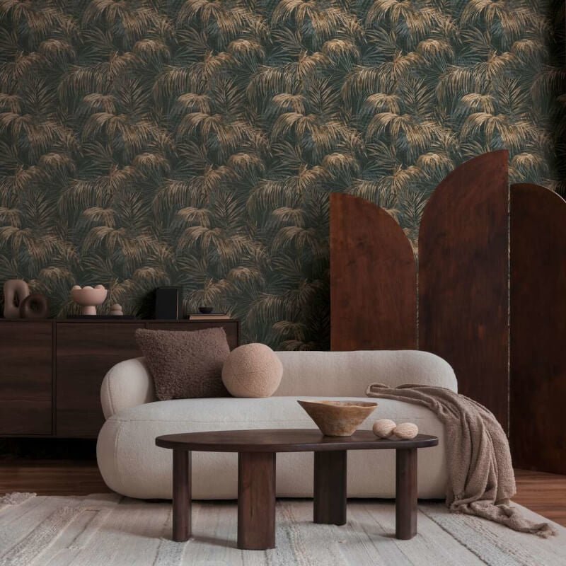 Palm Leaf Motif Wallpaper - Brown/Beige - Michalsky Living - 39981-2Wallpaper199