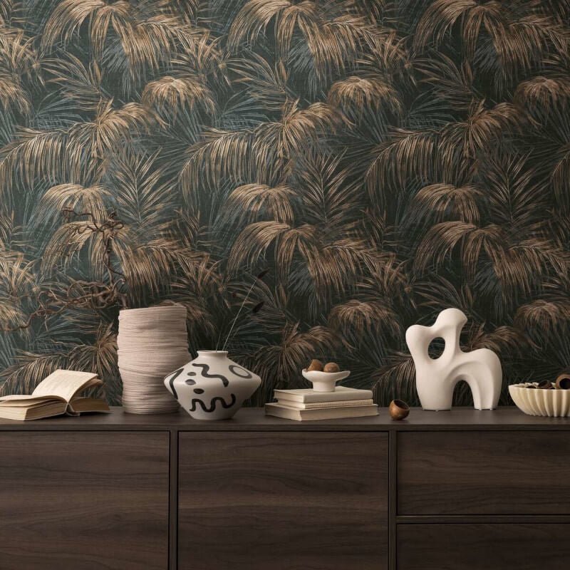 Palm Leaf Motif Wallpaper - Brown/Beige - Michalsky Living - 39981-2Wallpaper199