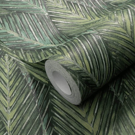 Palm Leaves Foliage Wallpaper - Green - Erismann - 10391 - 07Wallpaper199
