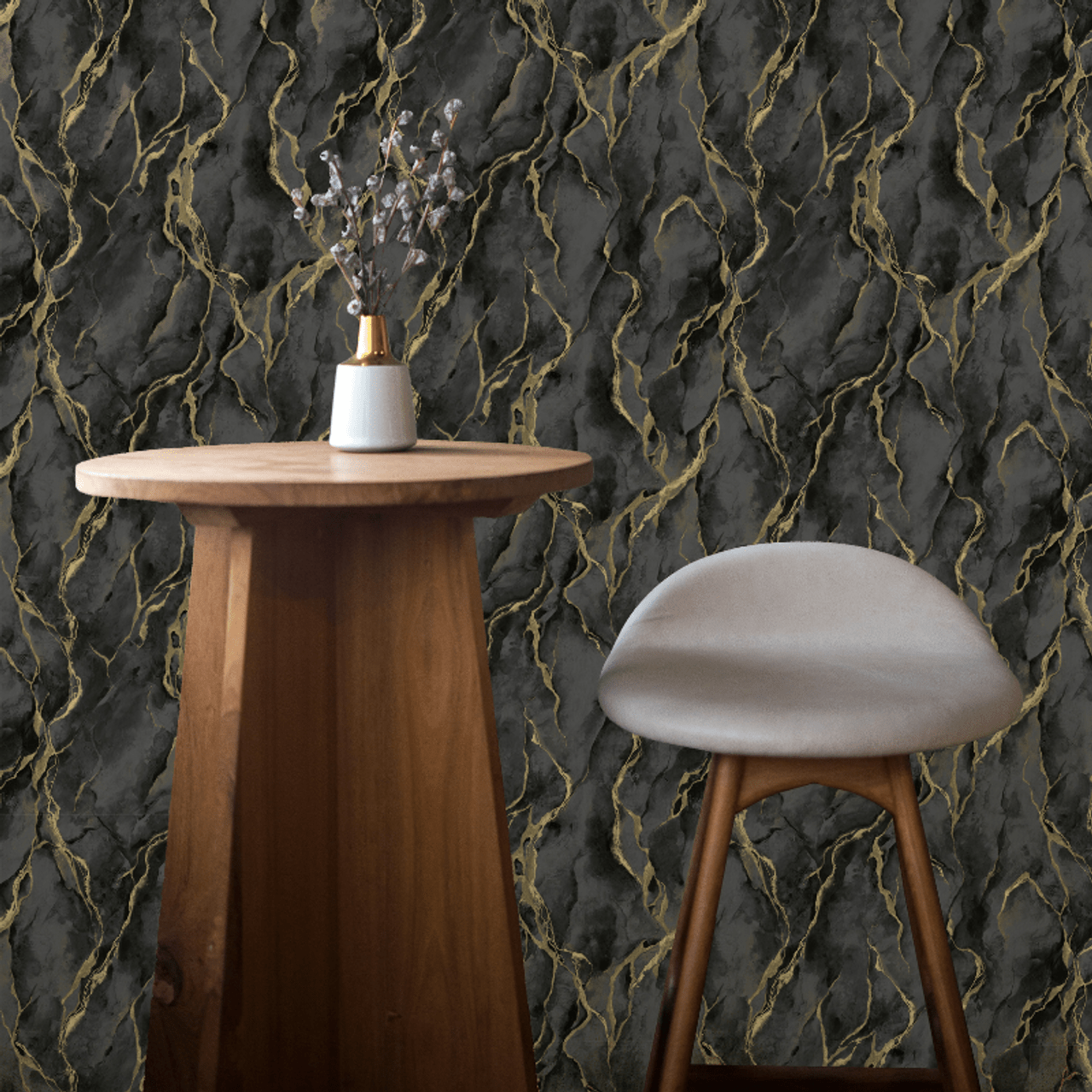 Pandora Vasari Wallpaper - Black & Gold - Rasch - 400136Wallpaper199