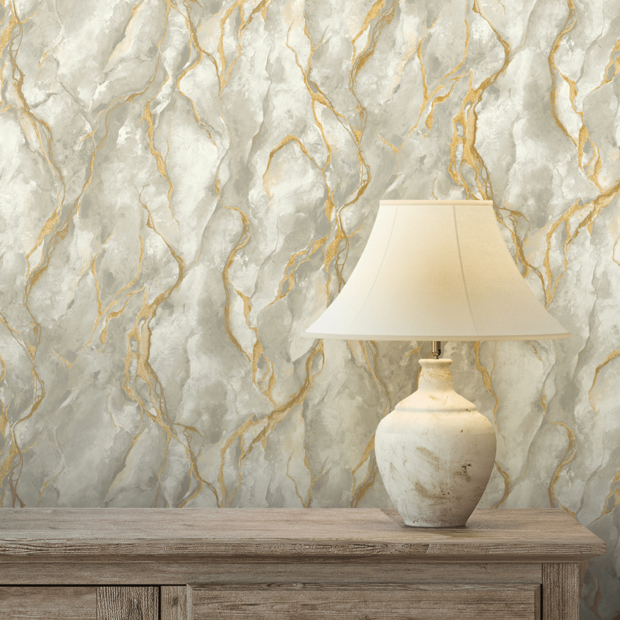 Pandora Vasari Wallpaper - Grey & Gold - Rasch - 400129Wallpaper199