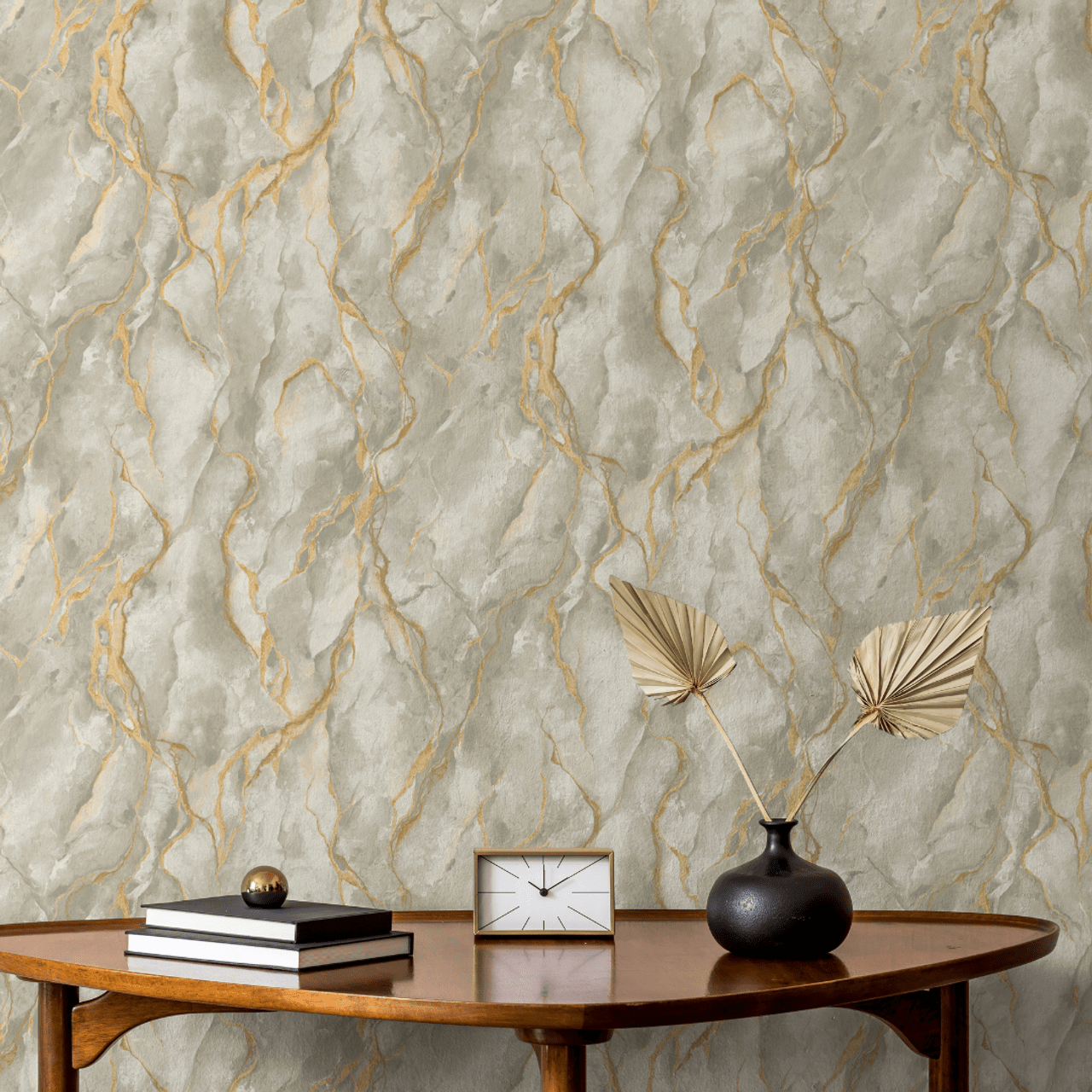 Pandora Vasari Wallpaper - Grey & Gold - Rasch - 400129Wallpaper199