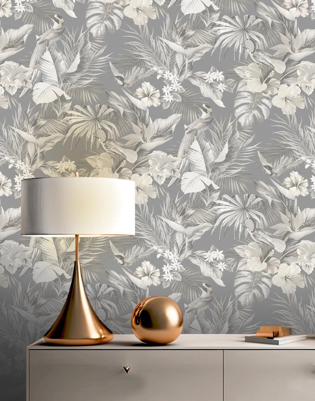 Paradise Birds Vasari Wallpaper - Grey - Rasch - 539073Wallpaper199