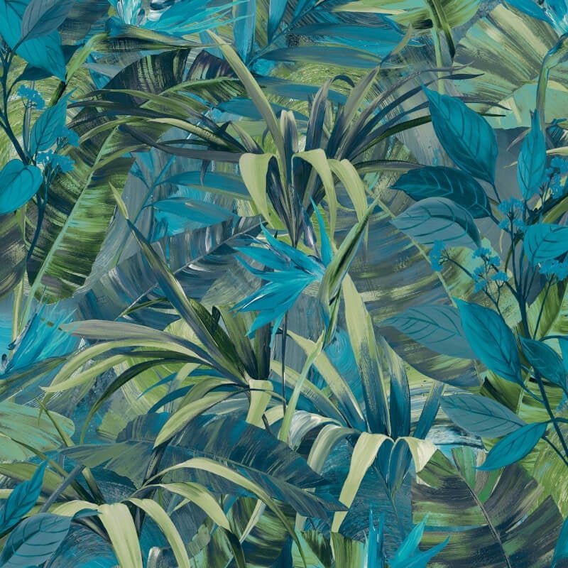 Paradise Floral Flower Wallpaper - Teal/Green - Grandeco - JF2302Wallpaper199