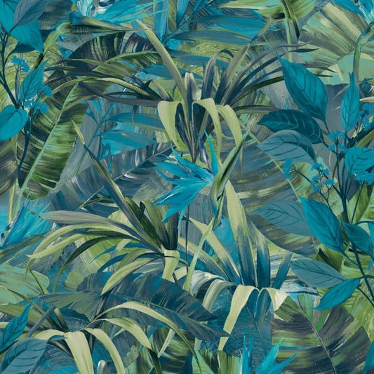 Paradise Floral Flower Wallpaper - Teal/Green - Grandeco - JF2302Wallpaper199