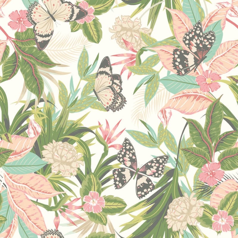 Paradise Wallpaper - French Rose - Hoopla Walls - HWA1189WWallpaper199