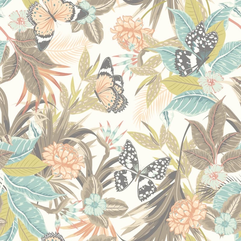 Paradise Wallpaper - Moss/Peach - Hoopla Walls - HWA1190WWallpaper199