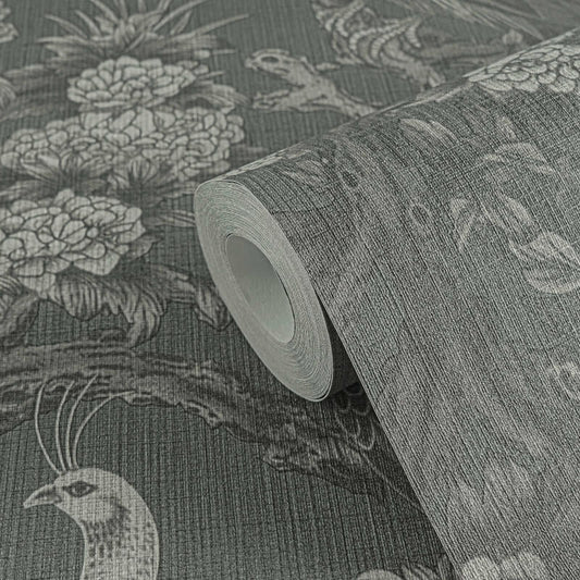 Peacock Garden Wallpaper - Grey/Black - Michalsky Living - 39981-5Wallpaper199