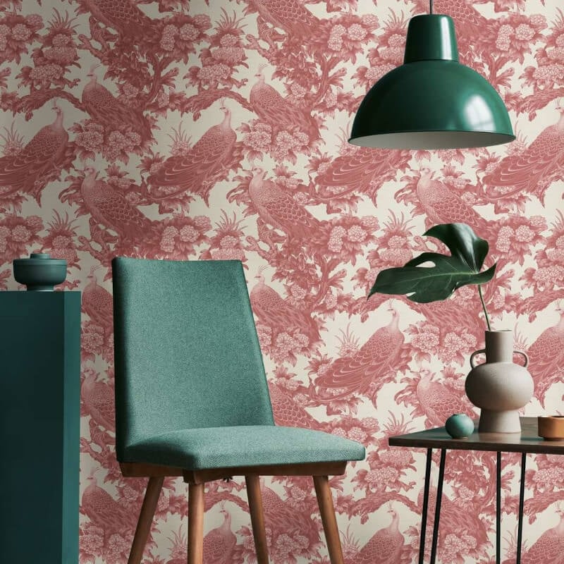 Peacock Garden Wallpaper - Red/Cream - Michalsky Living - 39982-4Wallpaper199