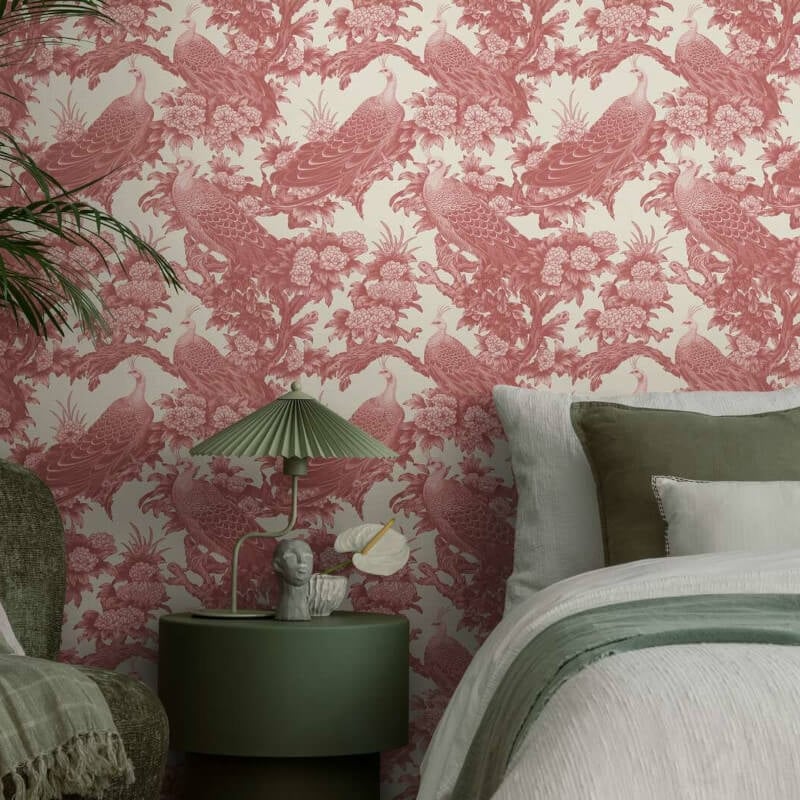 Peacock Garden Wallpaper - Red/Cream - Michalsky Living - 39982-4Wallpaper199