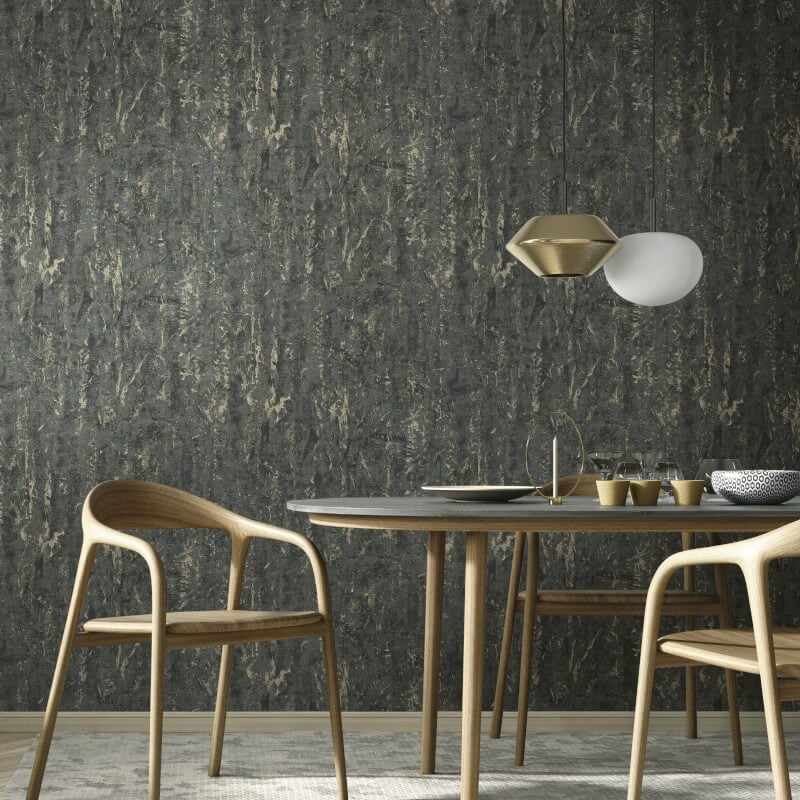 Piero Texture Metallic Wallpaper - Black/Gold - Muriva - 811304Wallpaper199