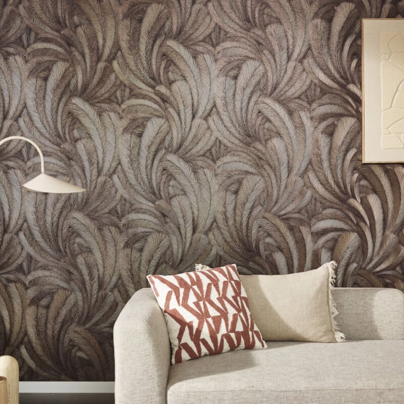 Plume Leaf Metallic Wallpaper - Brown - Erismann - 10476 - 48Wallpaper199