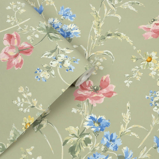 Poppy Meadow Wallpaper - Sage Green - Laura Ashley - 127405Wallpaper199
