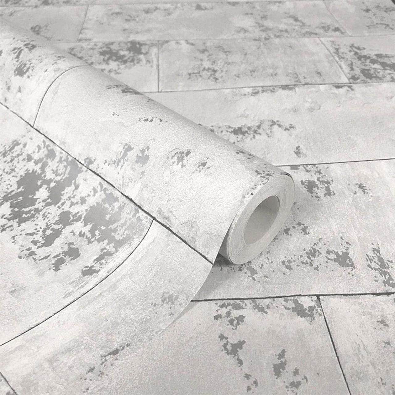 Portfolio Metallic Brick Wallpaper - Grey - Rasch - 248678Wallpaper199