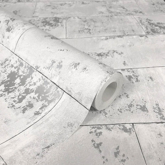 Portfolio Metallic Brick Wallpaper - Grey - Rasch - 248678Wallpaper199