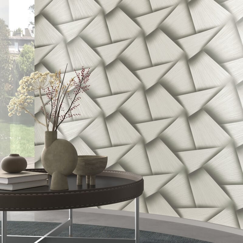 Pose 3D Effect Geo Metallic Wallpaper - Grey - Erismann - 10401 - 47Wallpaper199