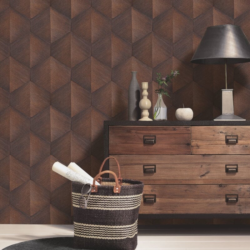 Prisma 3D Graphic Waves Metallic Wallpaper - Bronze - Erismann - 10370 - 48Wallpaper199