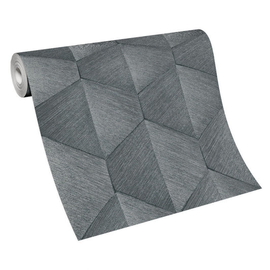 Prisma 3D Graphic Waves Metallic Wallpaper - Grey - Erismann - 10370 - 10Wallpaper199
